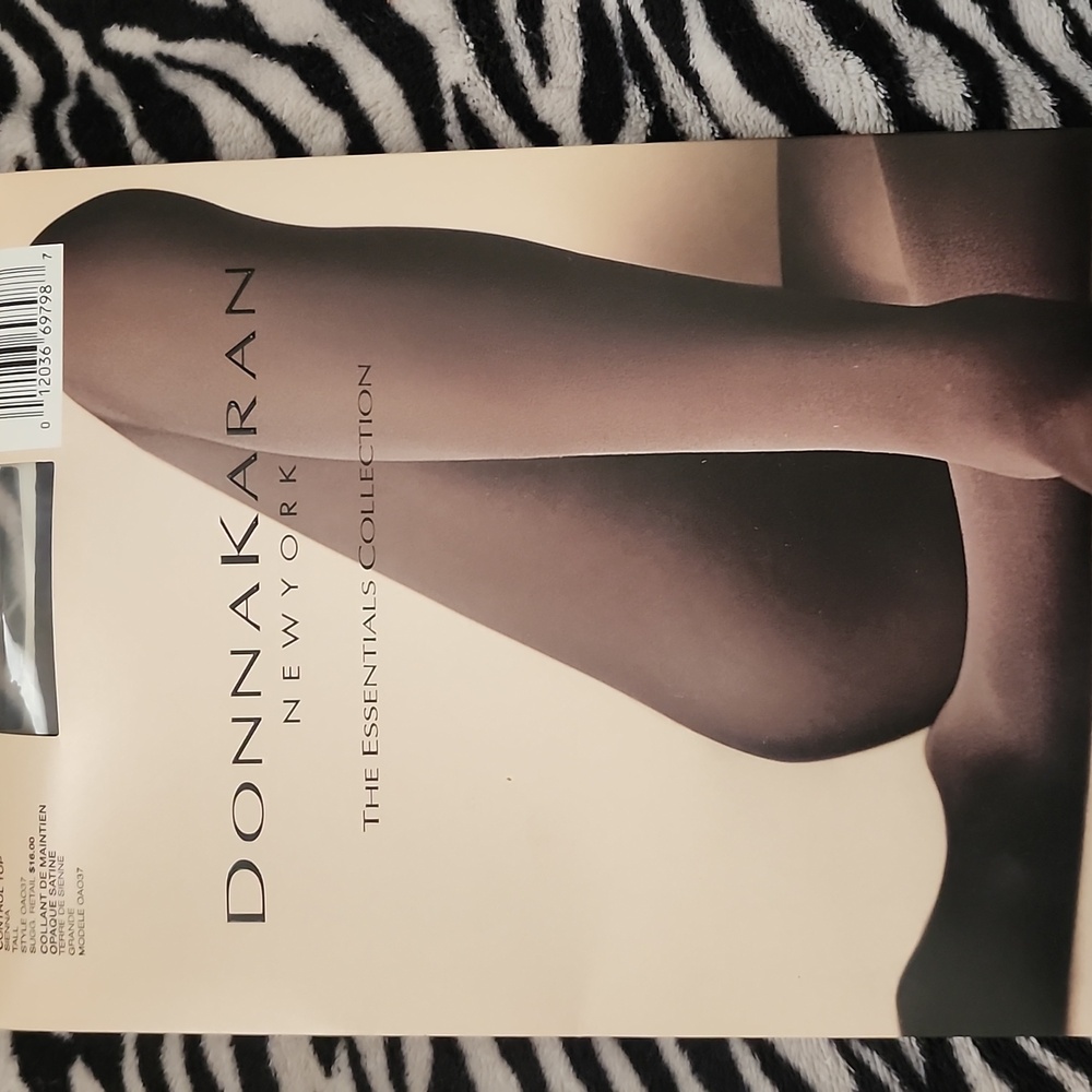 Donna Karen satin opaque control top hosiery, Sienna Brown